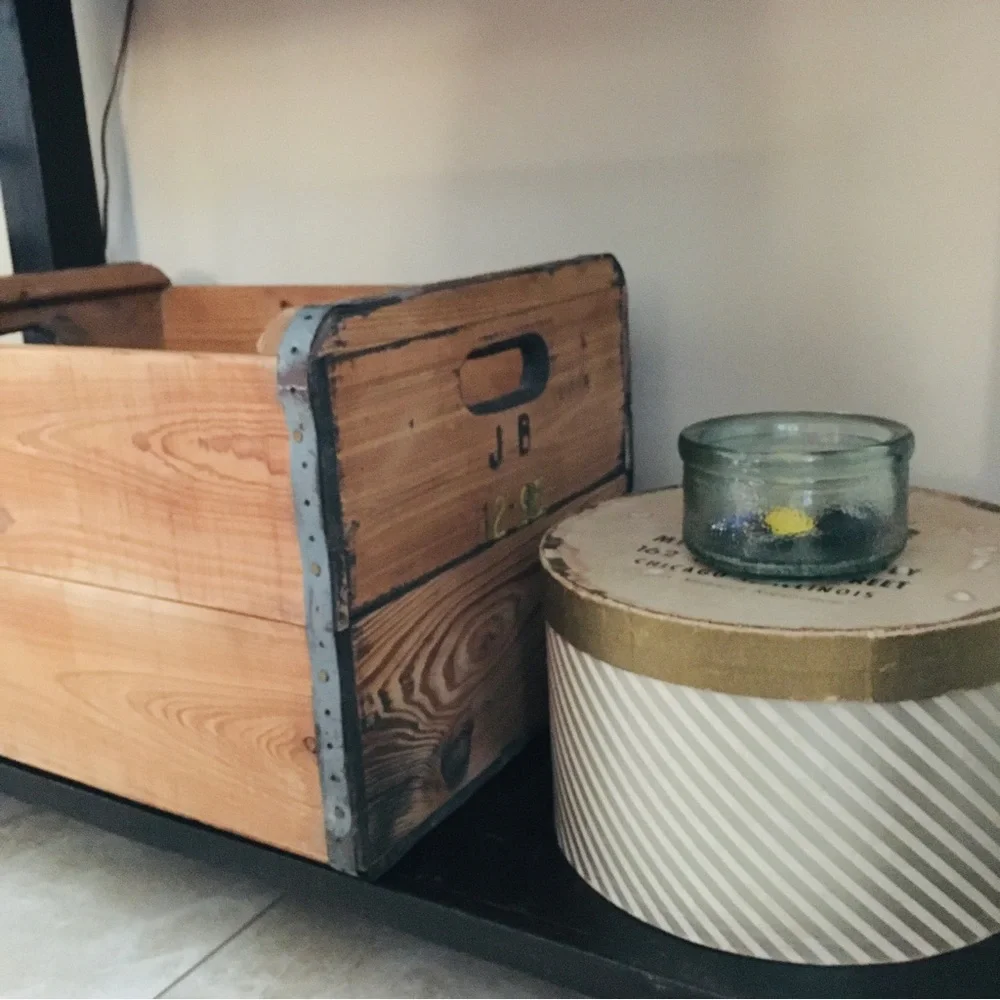 Vintage 40s Heavy Duty Solid Wood Steel Banded Crate 